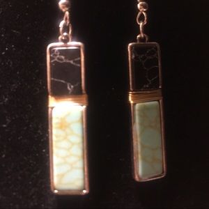 CUSTOM |925| 4cm | 2 STONE TURQUOISE & BLACK BOHO